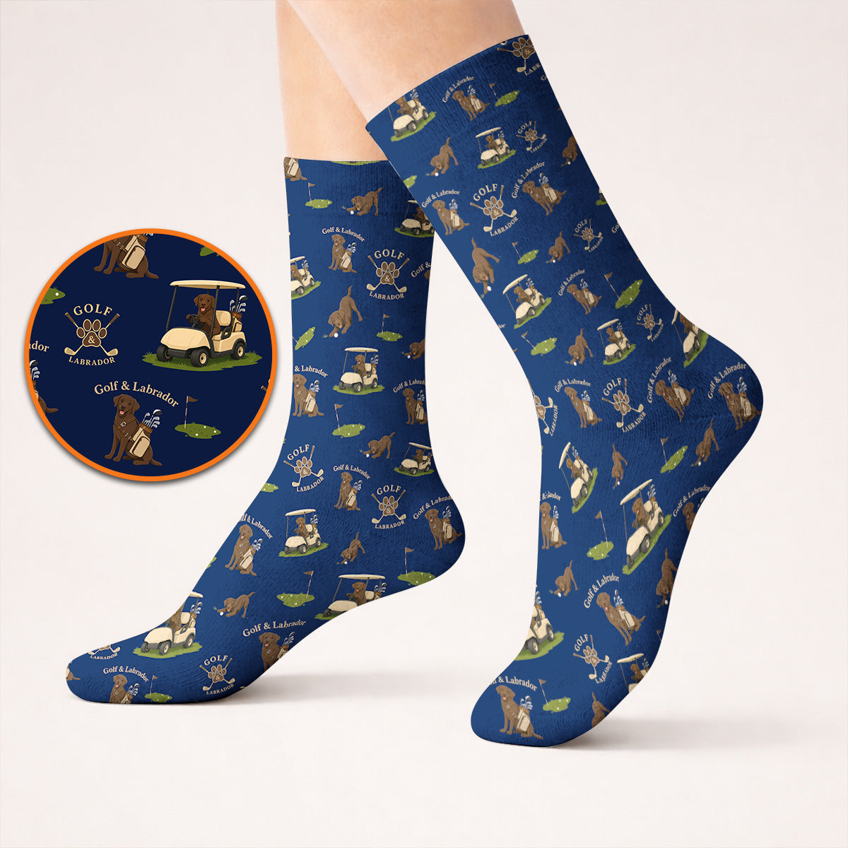 Labrador Pattern Golf Sock, Funny Dog Golf Crew Socks, Crazy Golf Gift For Golfer