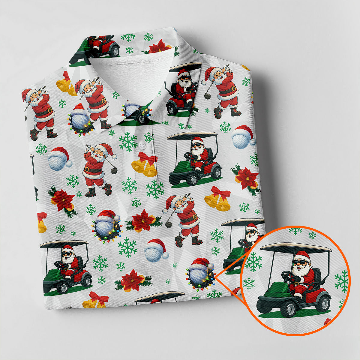 Santa Christmas White Polo Shirt ??ns, Fun Golf Shirts For Men, Christmas Golf Shirt, Golf Shirts For Men