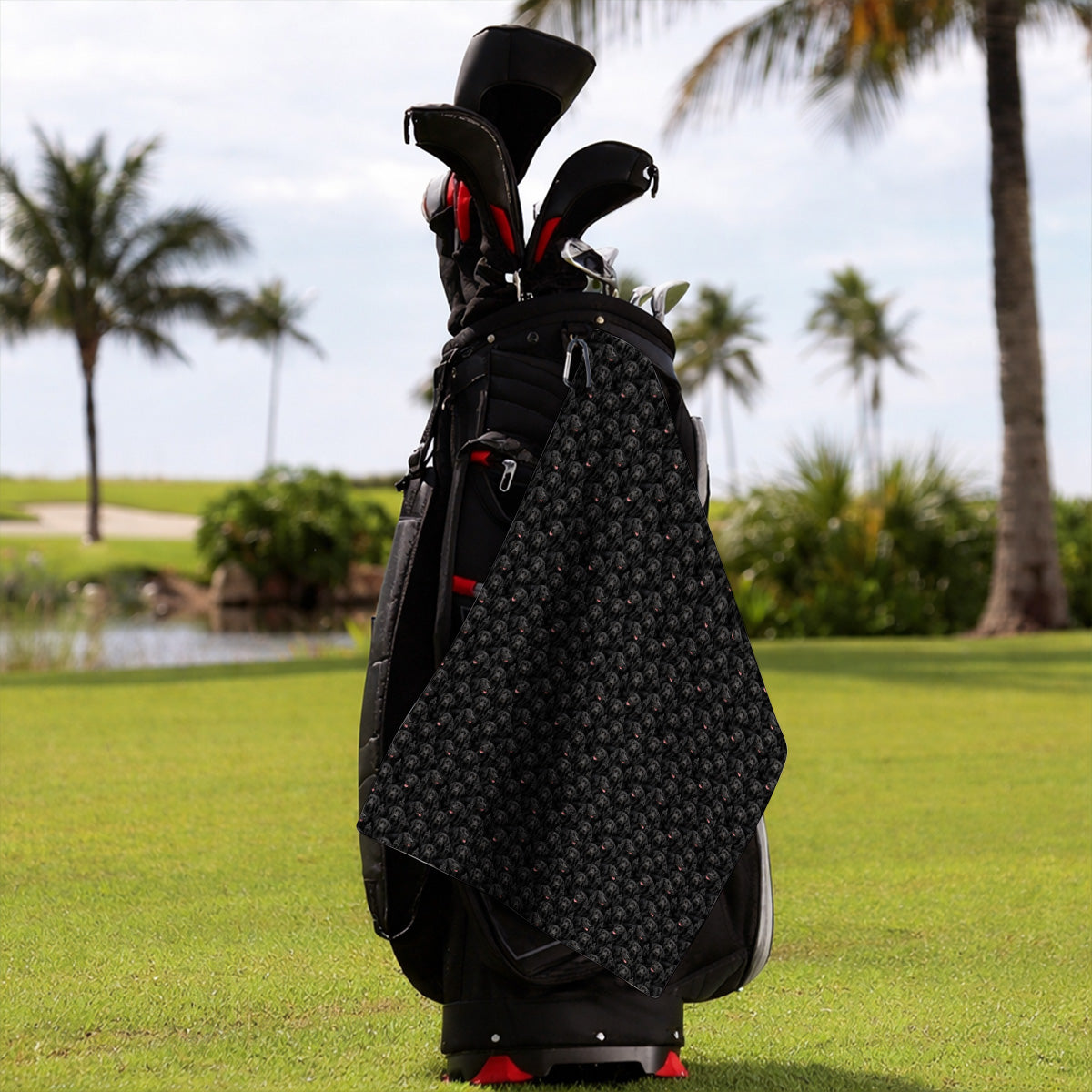 Black Labrador Middle Finger Golf Towel, Funny Pattern Golf Towels, Dog Lover Golf Gift