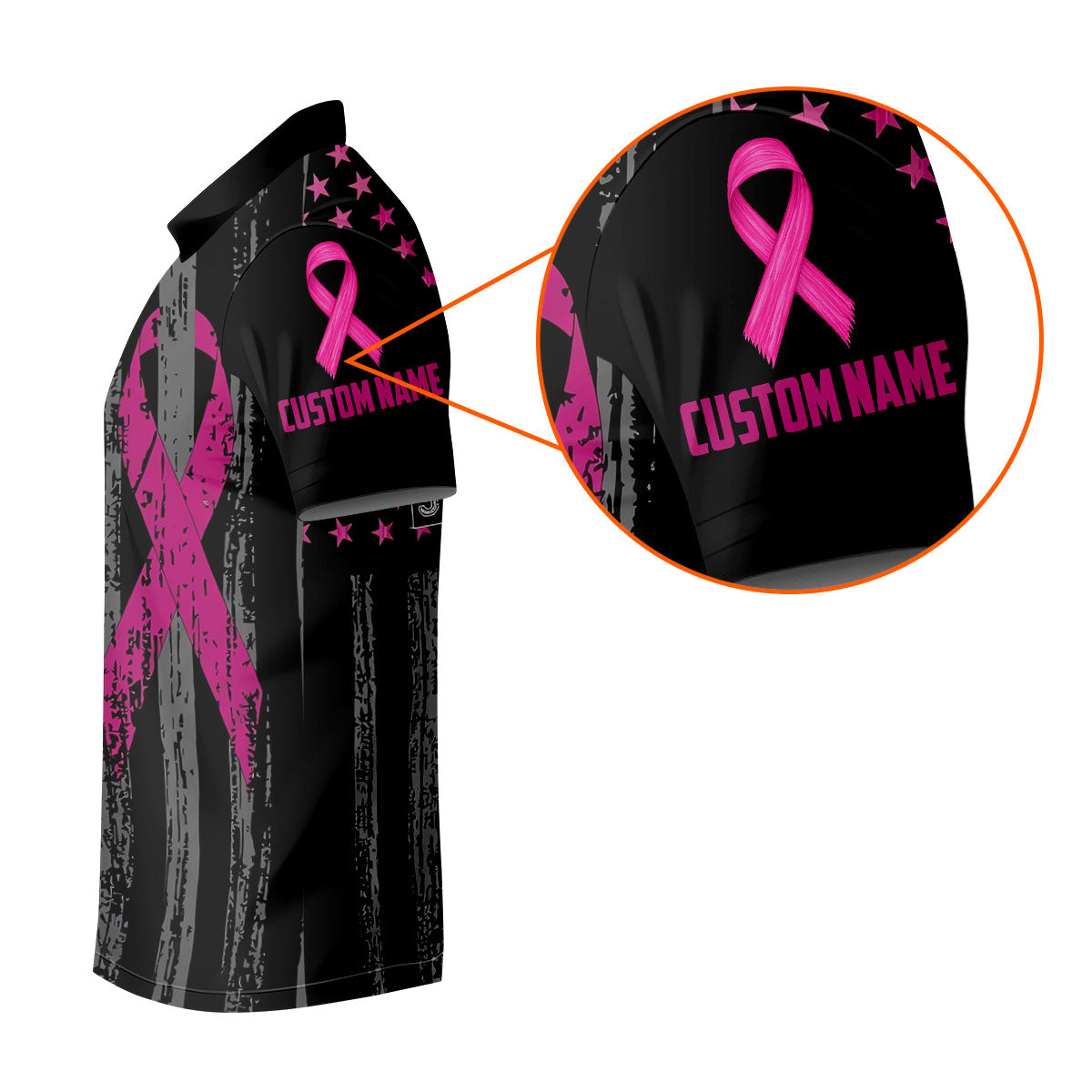 Custom Proud Pink Supporter Breast Cancer Men Polo Shirt, Mens Golf Polo, Awareness Golf Shirts