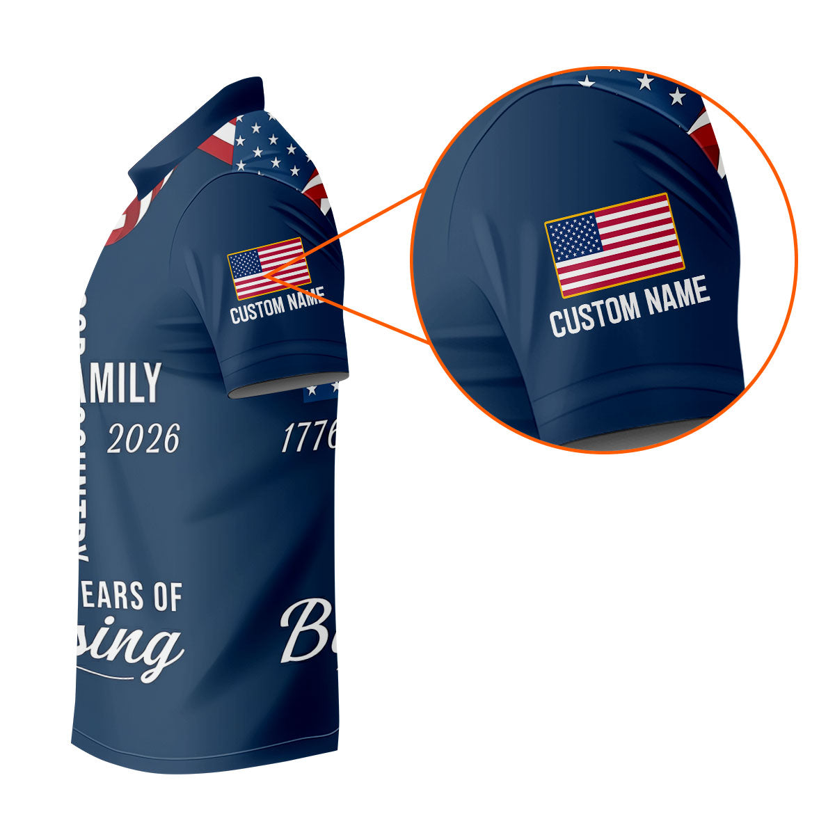 God Family Country Faith Cross 250 Years Of Blessing US Flag Golf Shirt, Golf Shirt For Women