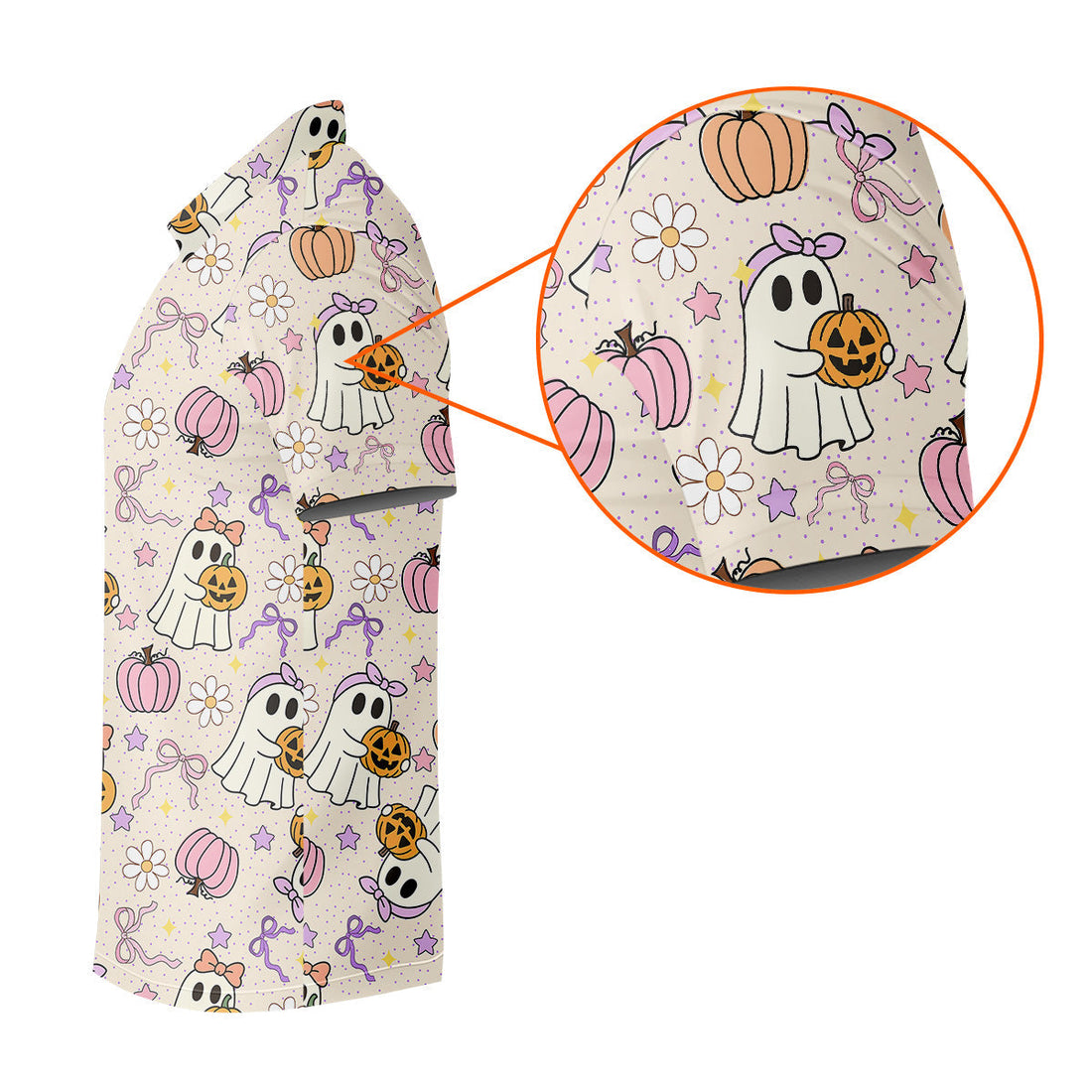 Halloween Seamless Pattern Cute Golf Shirt, Retro Halloween Polo ShirtFor Men, Golfing Apparel