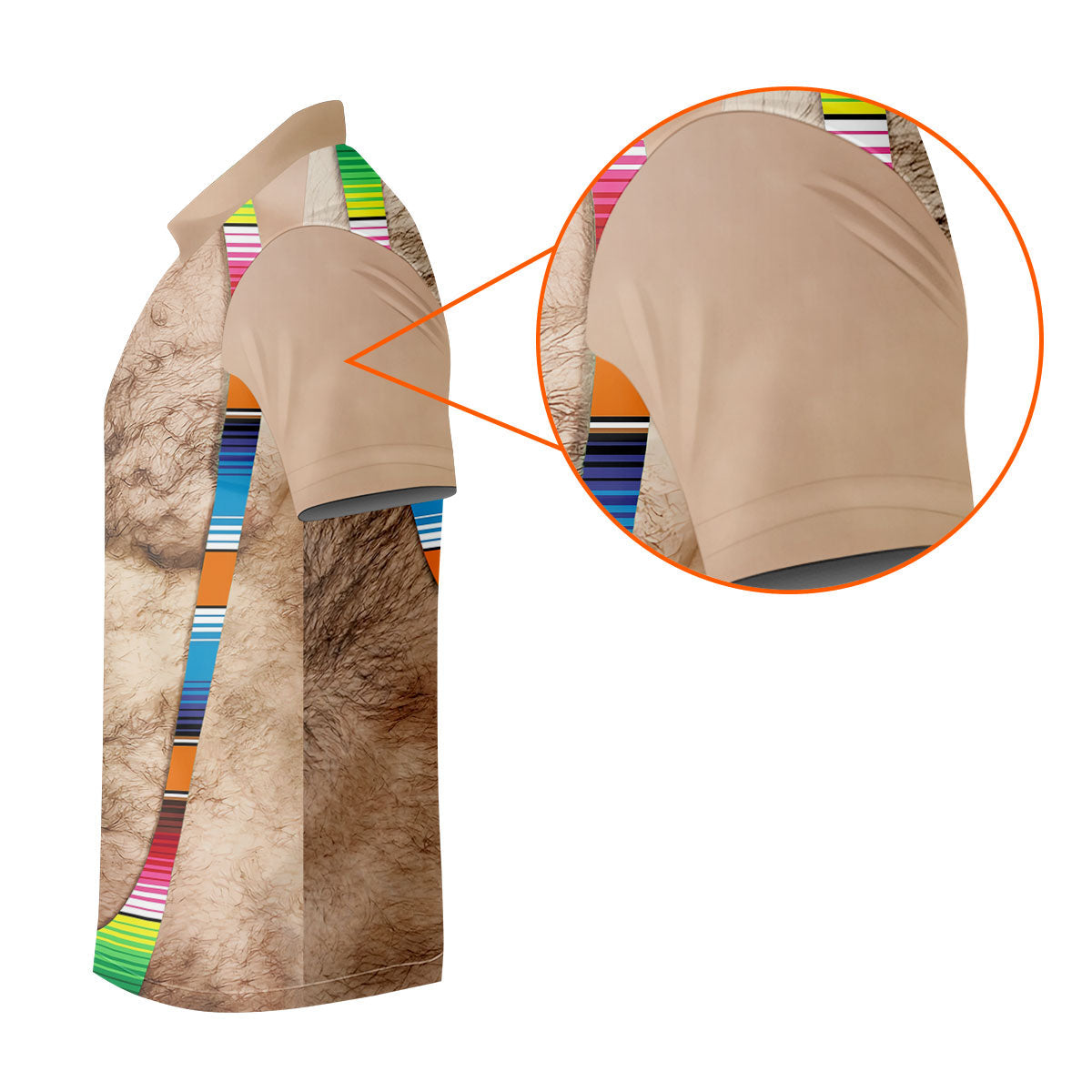 Hairy Body Serape Pattern Funny Cinco De Mayo Golf Tops For Men, Golf Shirts For Men