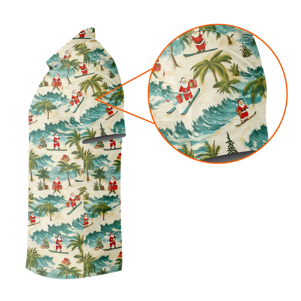 Christmas Santa Surfing Tropical Hawaiian Golf Shirt, Golf Shirts For Men, Printed Golf Shirts
