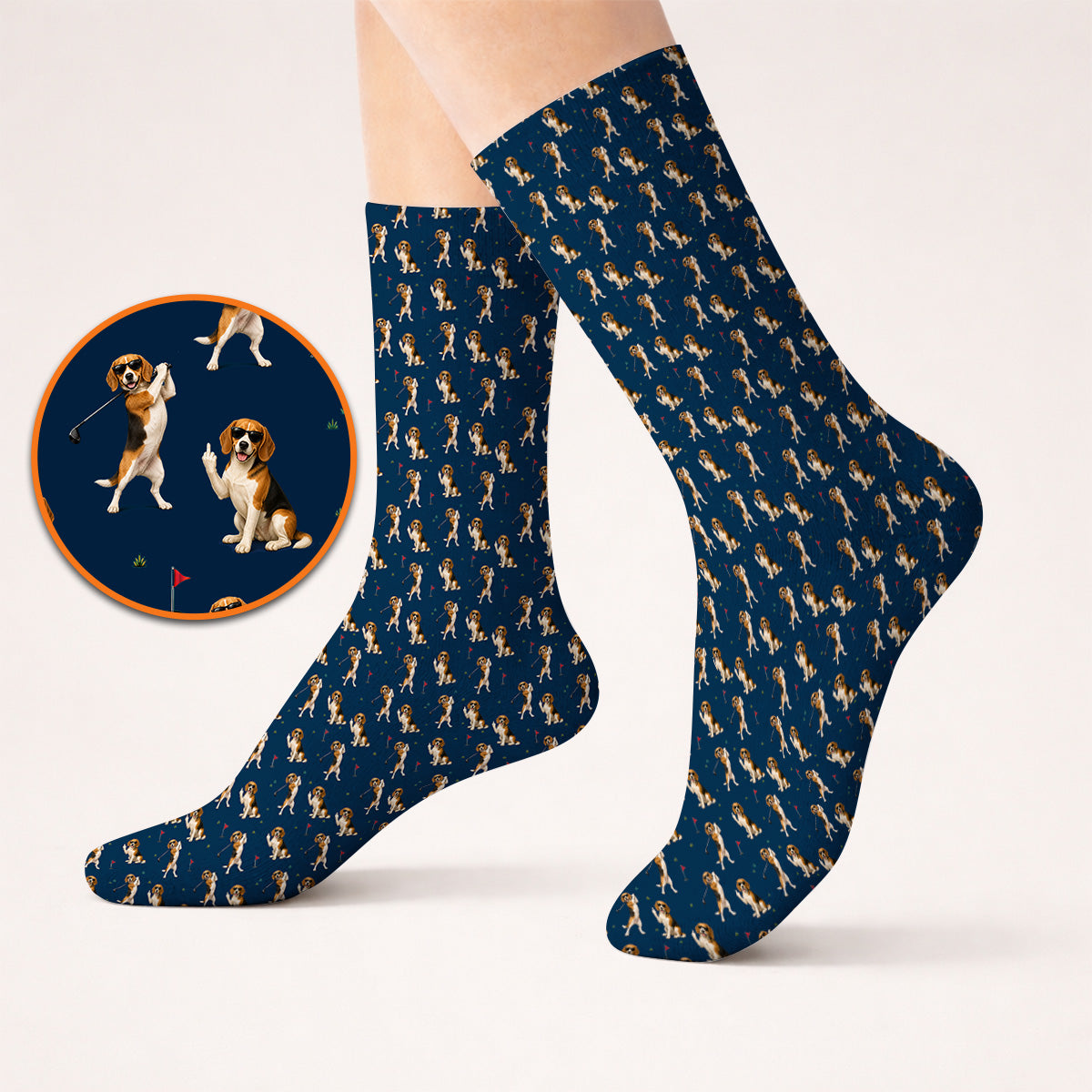 Beagle Pattern Golf Sock, Funny Beagle Golf Sock, Dog Lover Gift For Golfer