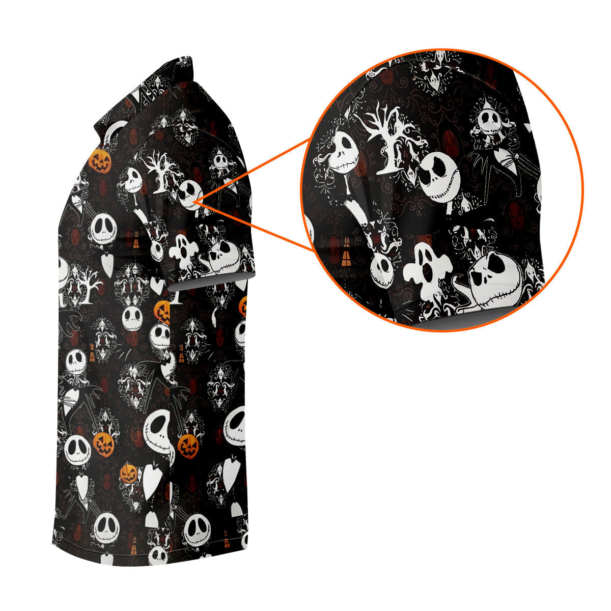 Halloween Pumpkin Skeleton Pattern Golf Polo Shirt, Golf Shirts For Women, Ladies Golf Tops