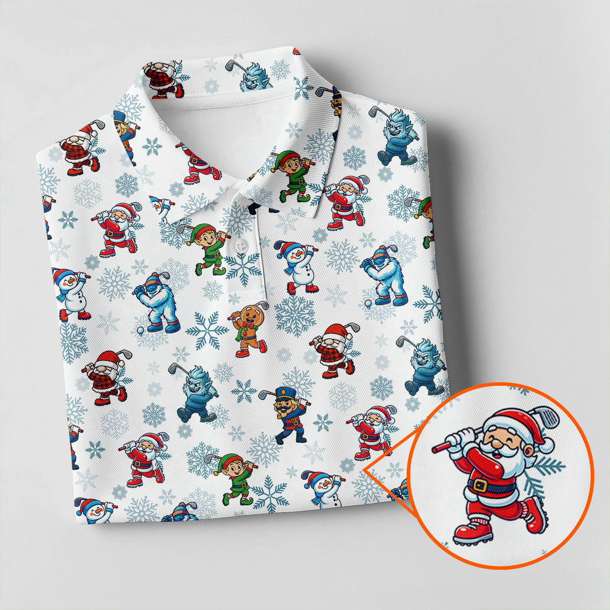 Funny Christmas Characters Golf Pose Fun Women's Golf Shirts, Christmas Golf Shirt, Ladies Golf Shirts