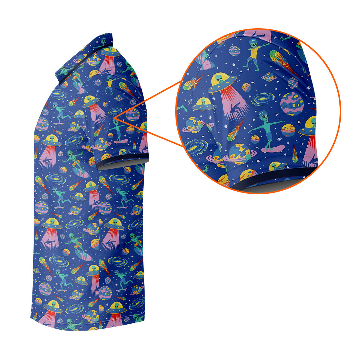Surfing Alien Space Galaxy Hawaiian Golf Shirt, Golf Shirts For Women, Performance Golf Shirt