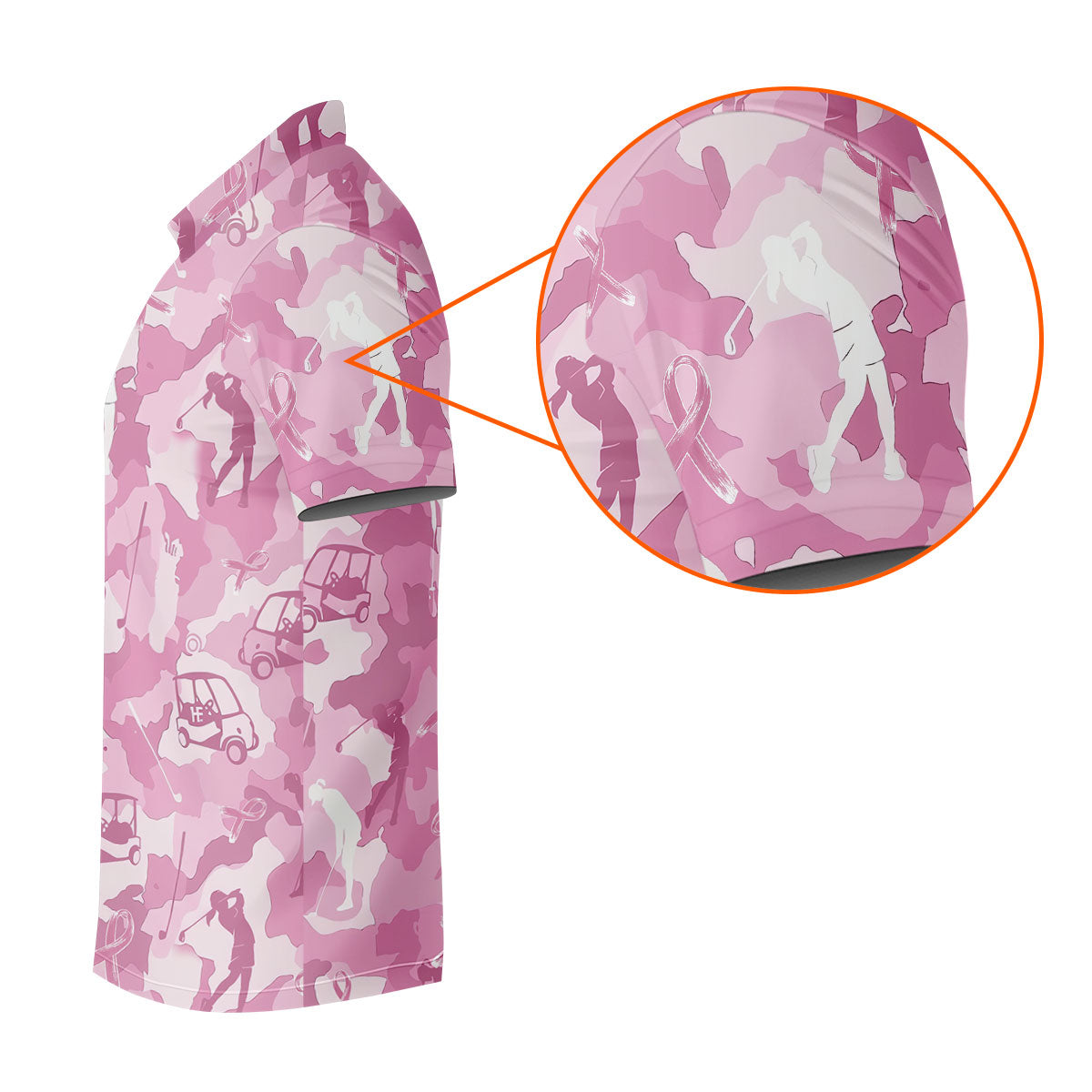 Pink Camo Golfer Breast Cancer Ribbon Polo Shirt, Ladies Golf Tops, Women’s Golf Polo