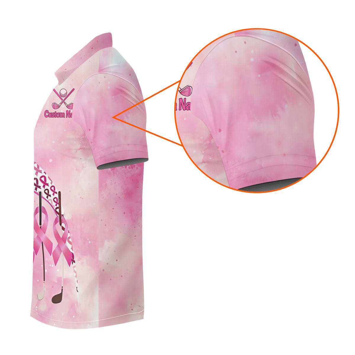 Custom Golf Club Breast Cancer Ribbon Polo Shirt, Mens Golf Shirts, Polo Shirts For Men