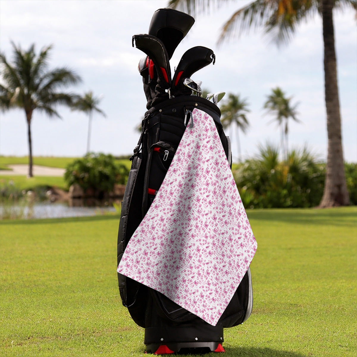 Yorkshire Terrier Toile De Jouy Golf Towels, Yorkie Pattern Golf Towel, Golf Gift For Golfer