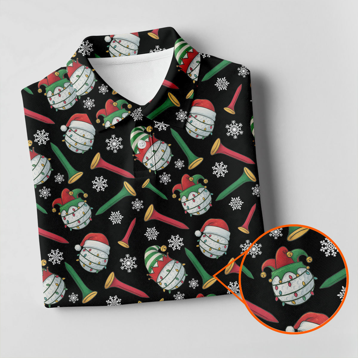 Funny Golf Ball Christmas Golf Shirt, Men's Funny Golf Shirts, Christmas Golf Gift, Golfing Apparel