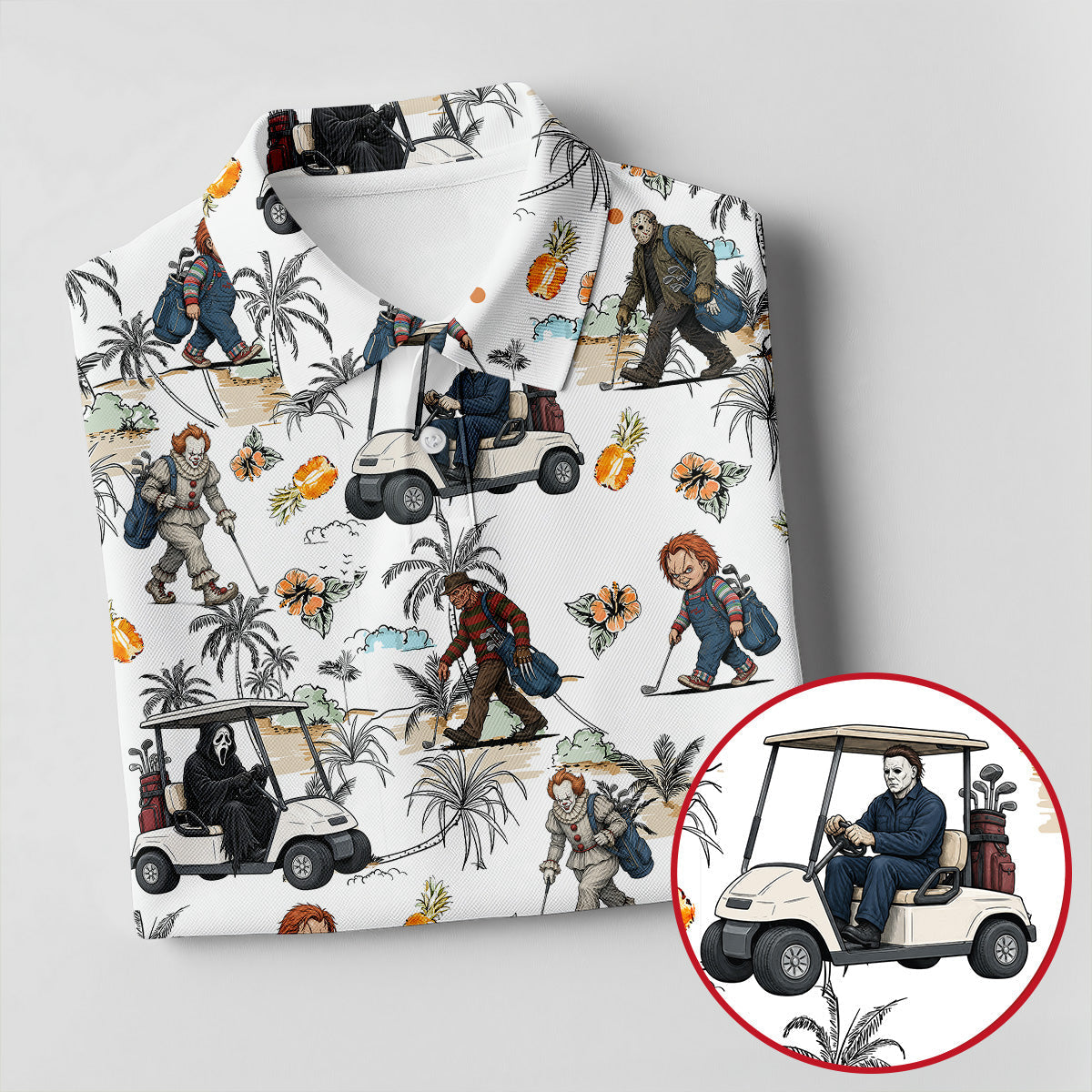 Golfing Horror Character Halloween Golf Shirt, Women's Golf Apparel, Golf Polo For Women