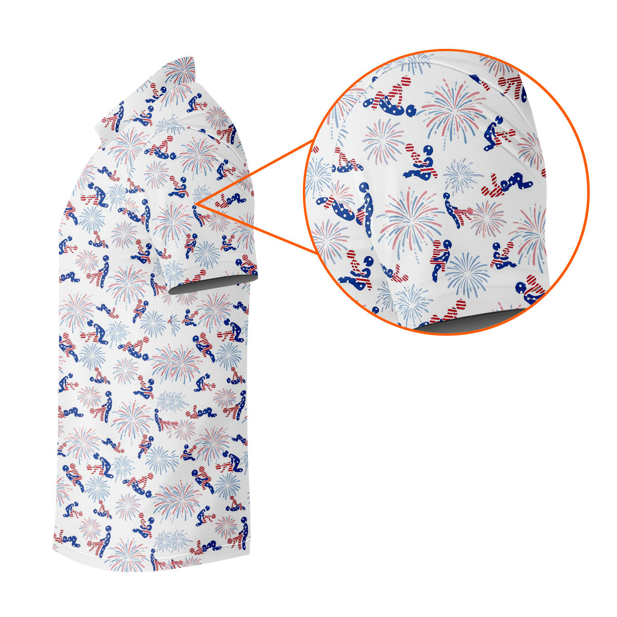 US Flag Pattern Naughty Couple Stick Figures Funny Golf Shirt, 250 Years Golf Shirts For Men