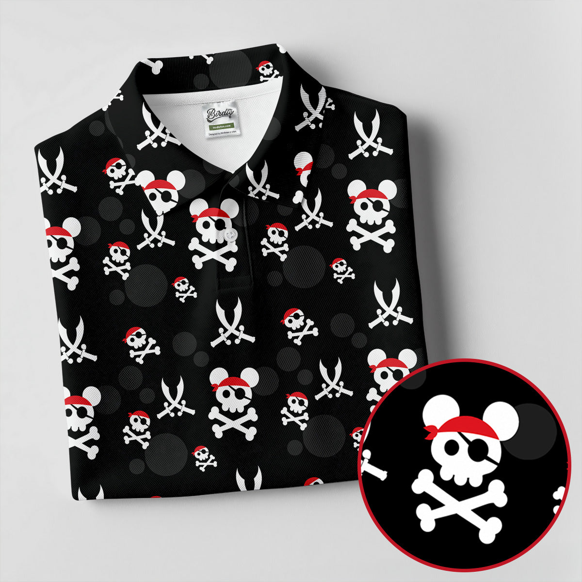 Pirate Skull Mouse Halloween Golf Polo Shirt, Halloween Horror Character, Women's Golf Polo