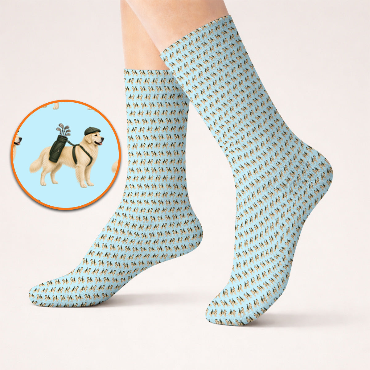 Golden Retriever Golf Sock, Funny Pattern Golf Socks, Golden Retriever Dad Gift
