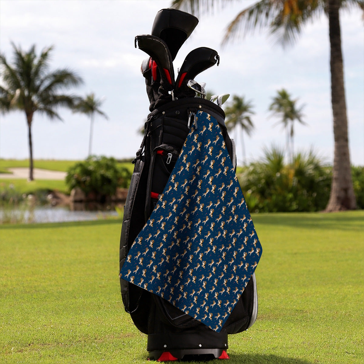 Beagle Pattern Golf Towels, Funny Beagle Golf Towel, Dog Lover Gift For Golfer