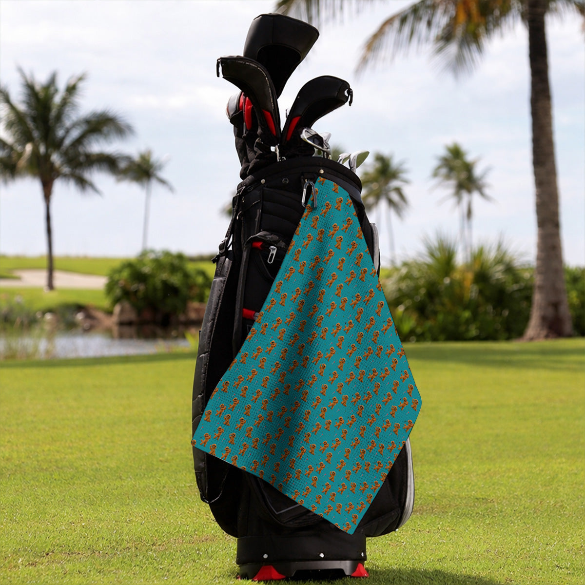 Funny Poodle Pattern Golf Towel, Cool Poodle Dog Golf Towels, Perfect Golf Gift For Golfer
