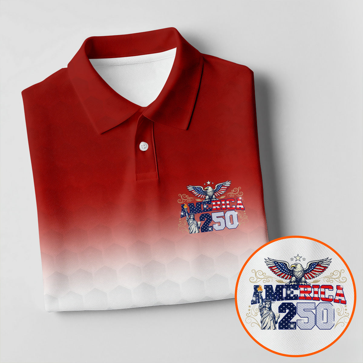 America 250 Red White Blue Golf Ball Pattern US Flag Golf Shirt, Patriotic 4th Of July Golf Shirts For Men