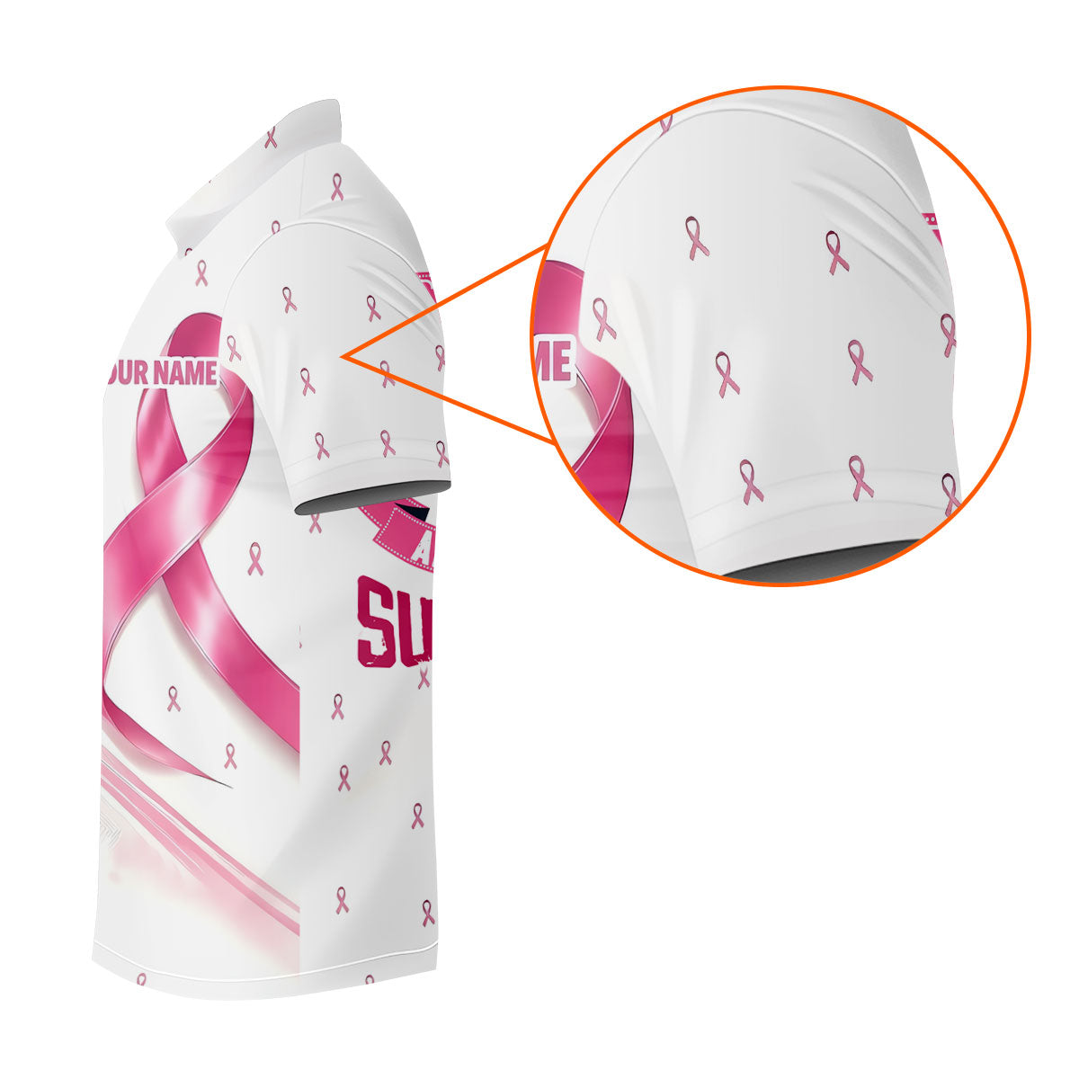 Support The Fighters Custom Pink Ribbon Golf Shirt, Polo Shirts For Men, Mens Golf Shirts