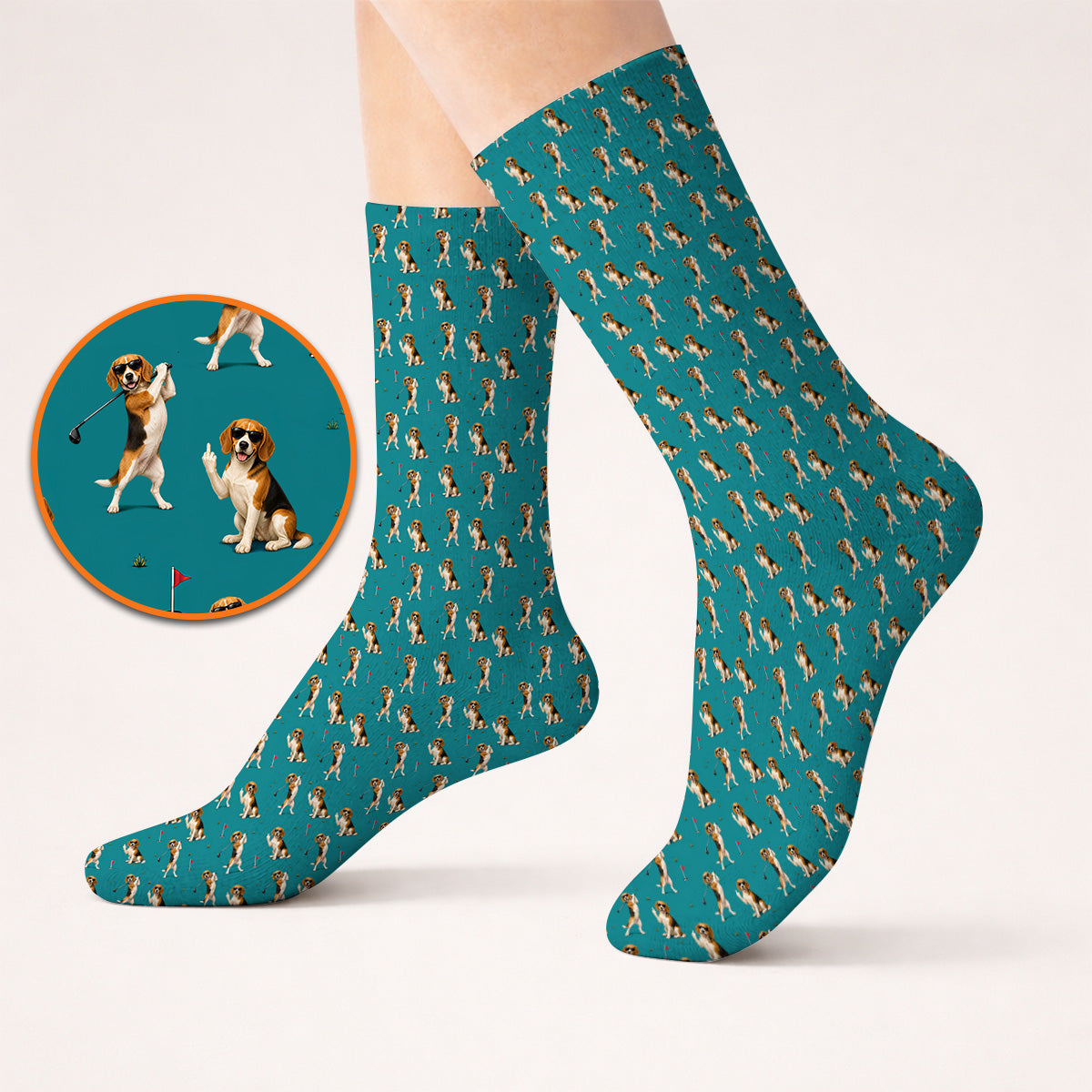 Beagle Pattern Golf Sock, Funny Beagle Golf Sock, Dog Lover Gift For Golfer