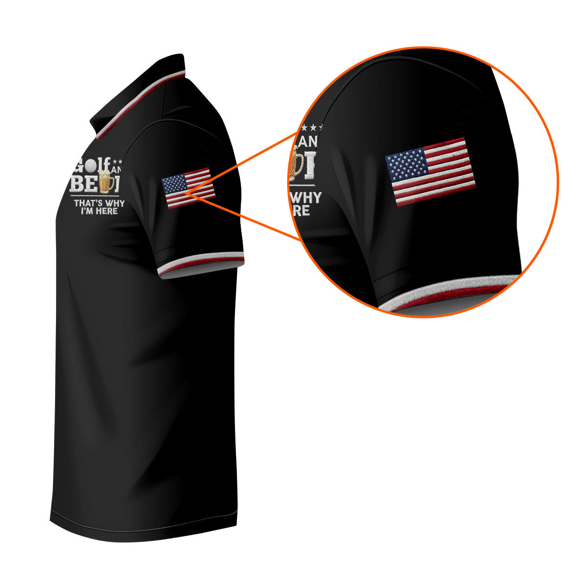 Golf And Beer That's Why I'm Here 250 Years US Flag Golf Shirt, Patriotic 4th Of July Golf Shirts For Men