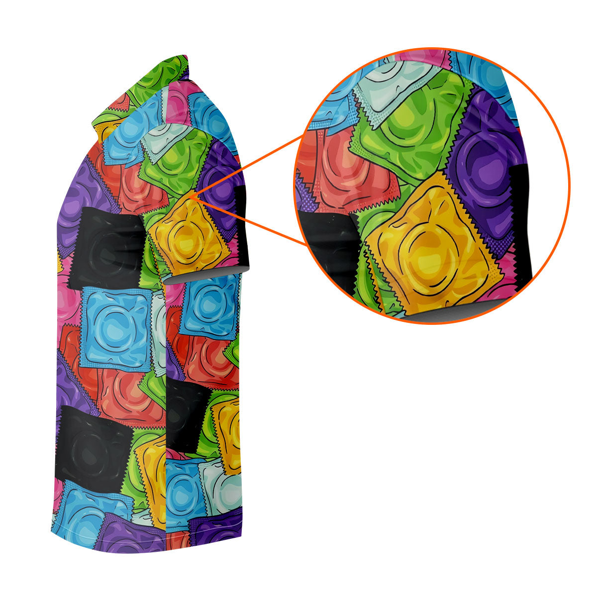 Funny Condom Wrapper Pattern Golf Polo Shirt, Women's Golf Apparel, Printed Golf Shirt