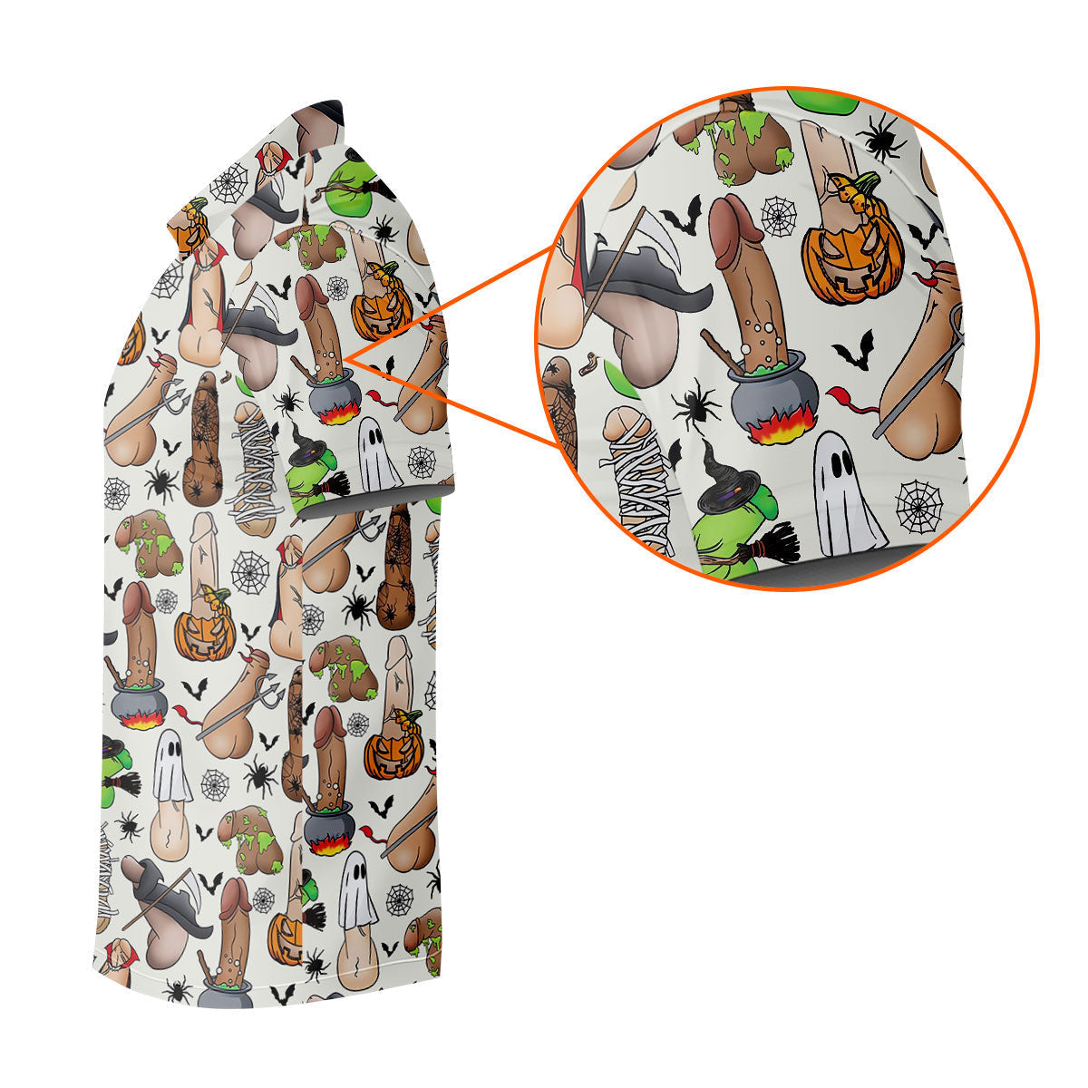 Funny Adult Halloween Pattern Golf Polo Shirt, Men's Golf Shirt, Hawaiian Golf Shirt