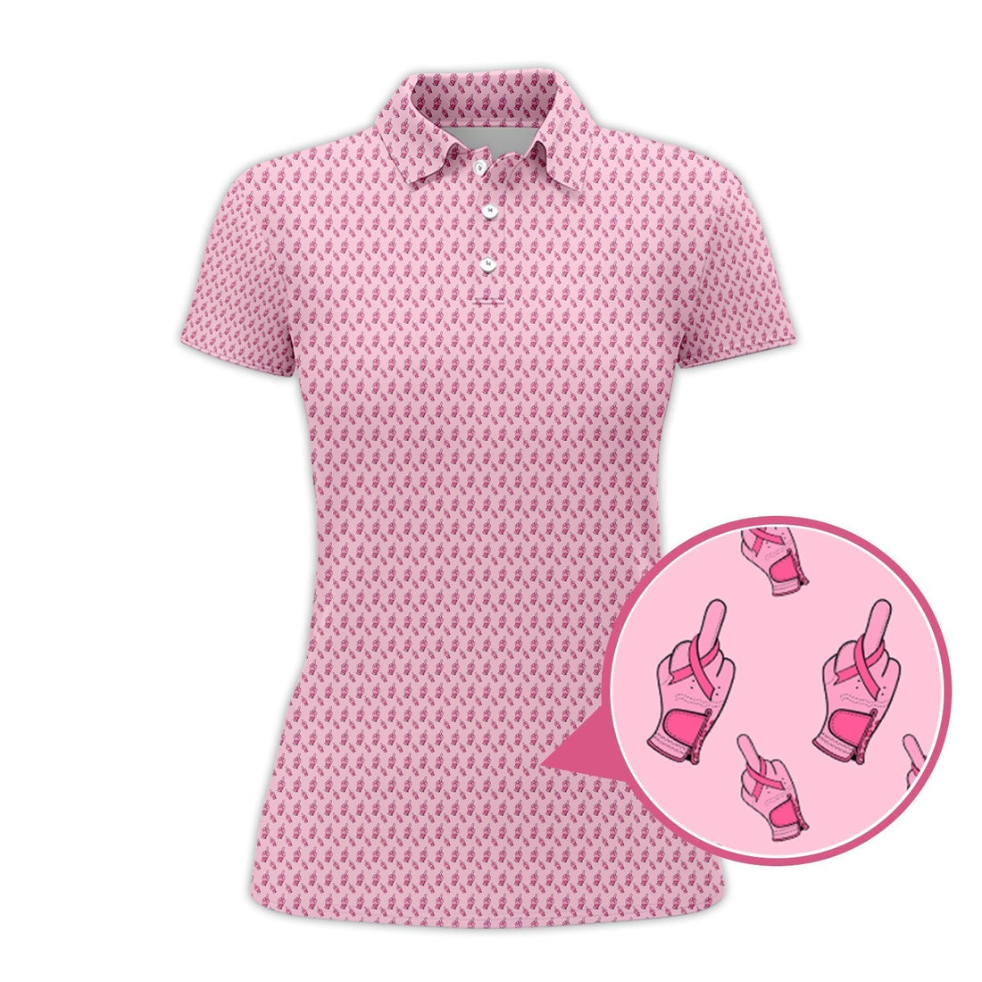 Funny Pattern Golf Shirt, Pink Golf Shirt For Women, Breast Cancer Golf Shirt For Golfer