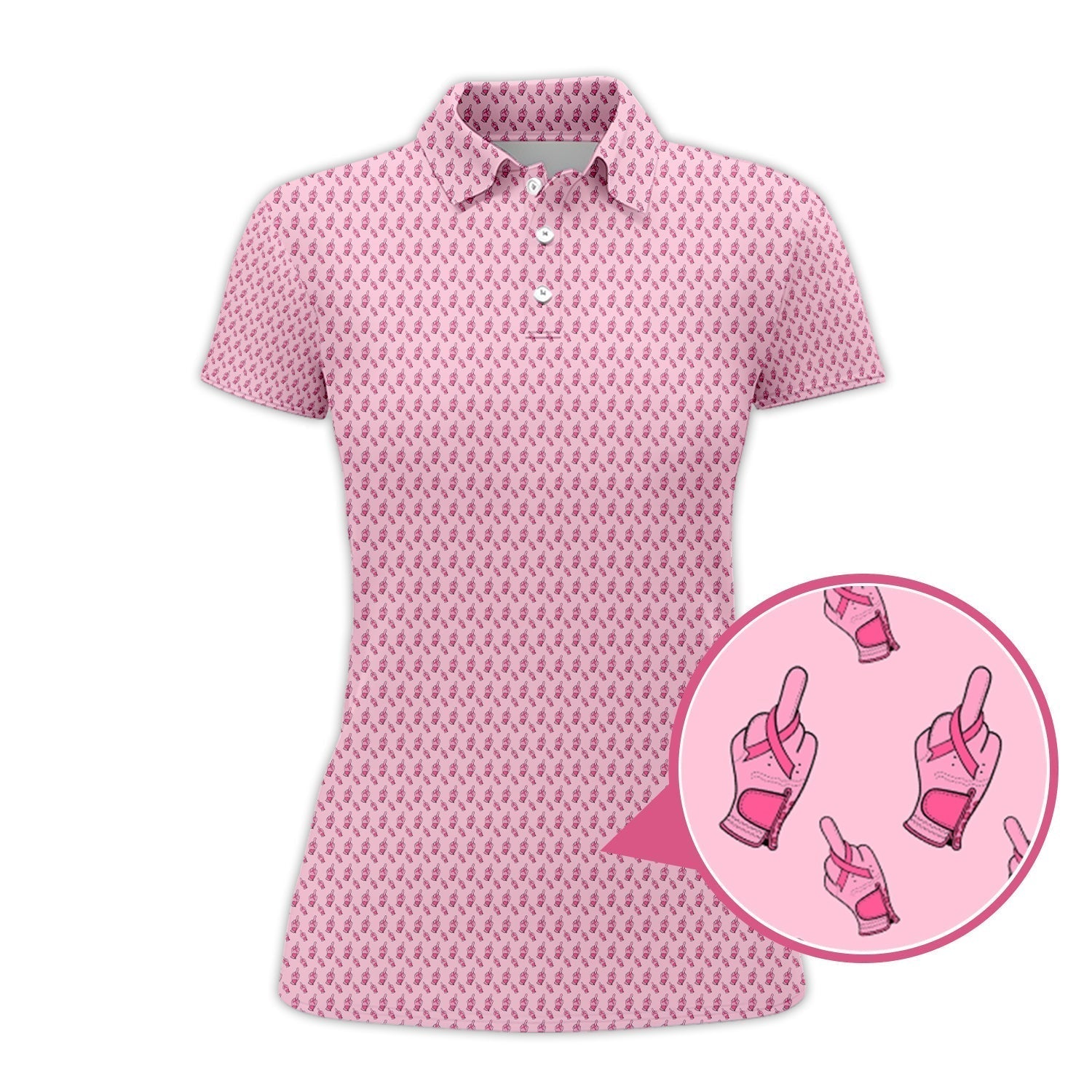 Funny Pattern Golf Shirt, Pink Golf Shirt For Women, Breast Cancer Golf Shirt For Golfer