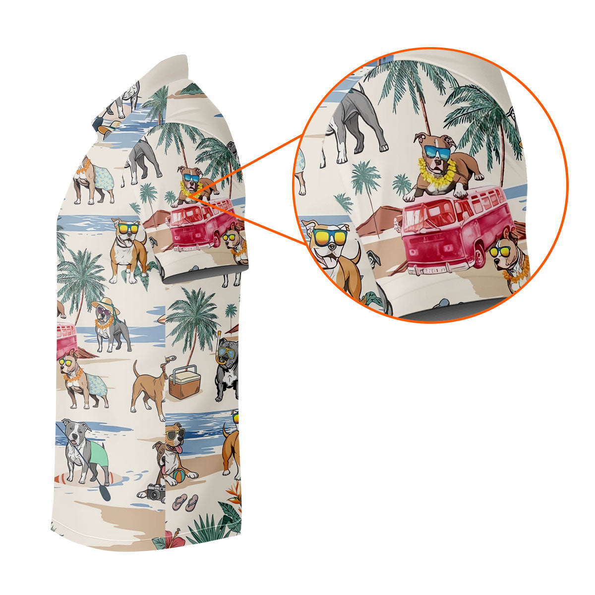 Pit Bull Beach Vacation Tropical Golf Polo Shirt, Hawaiian Golf Shirt, Golf Shirts For Men
