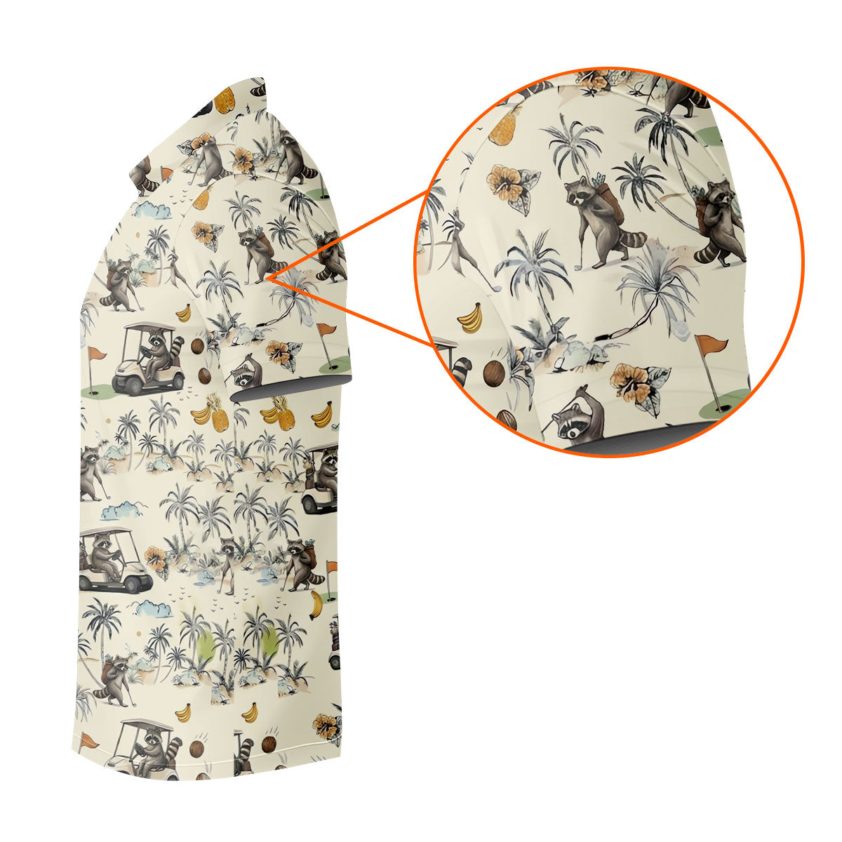 Funny Raccoon Golf Cart Tropical Pattern Polo Shirt, Womens Golf Polo, Ladies Golf Top