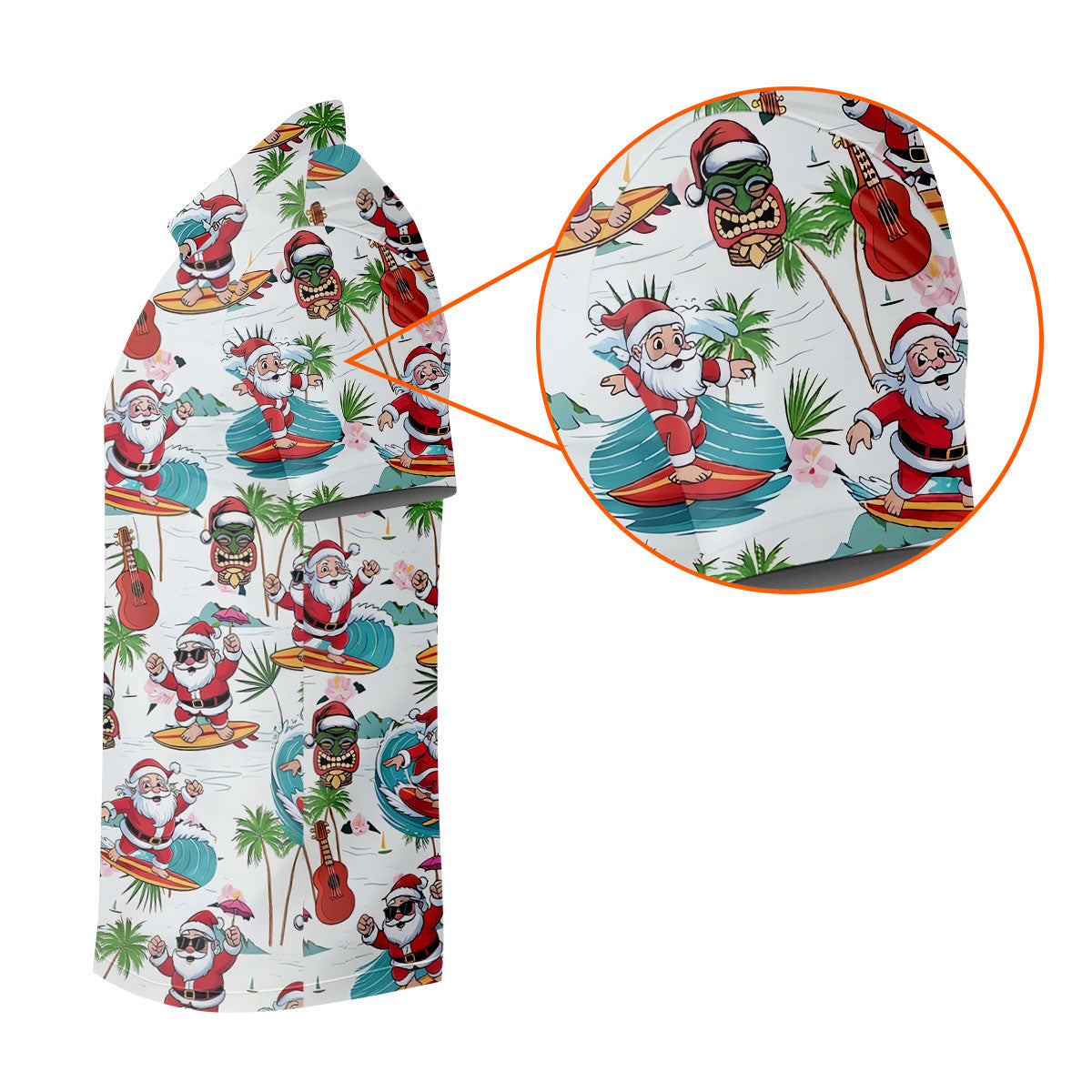 Surfing Santa Tropical Christmas Golf Shirt, Christmas Golf Shirt, Women’s Golf Polo