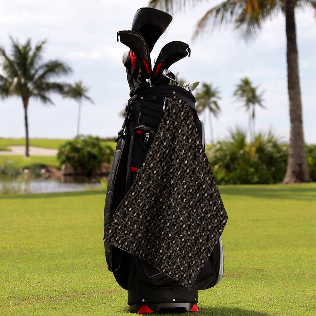 Black French Bulldog Pattern Golf Towels, Funny Frenchie Golf Towel, Dog Dad Golf Gift
