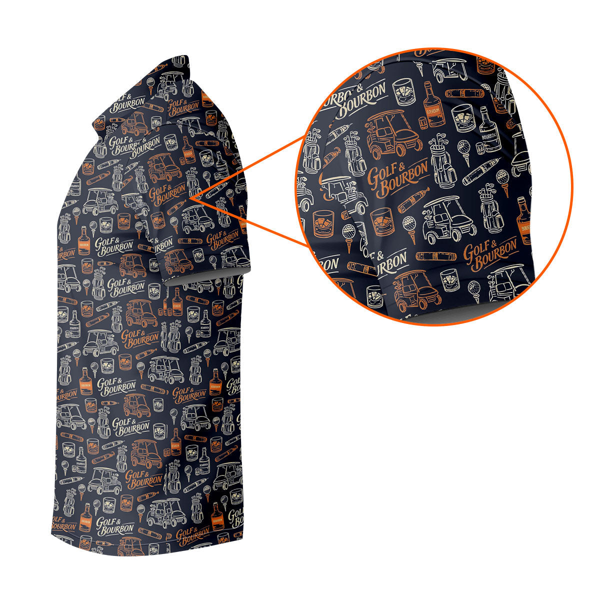 Funny Golf Bourbon Cigar Pattern Polo Shirt, Women’s Golf Polo, Golf Shirts For Women
