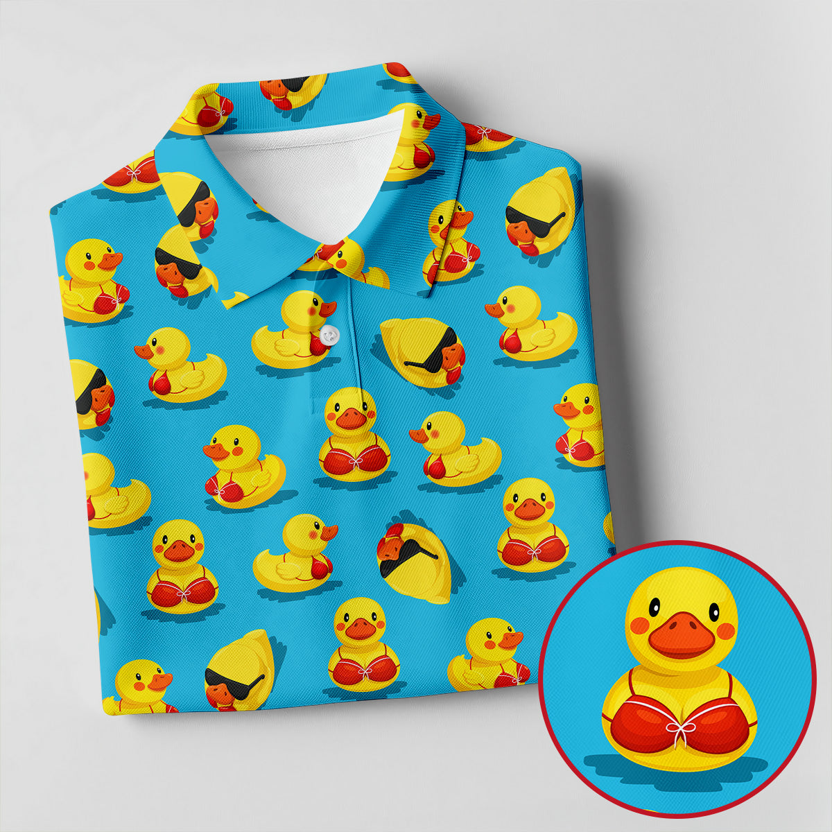 Funny Bikini Rubber Duck Golf Polo Shirt, Hawaiian Golf Shirt, Golf Polo Shirts For Men