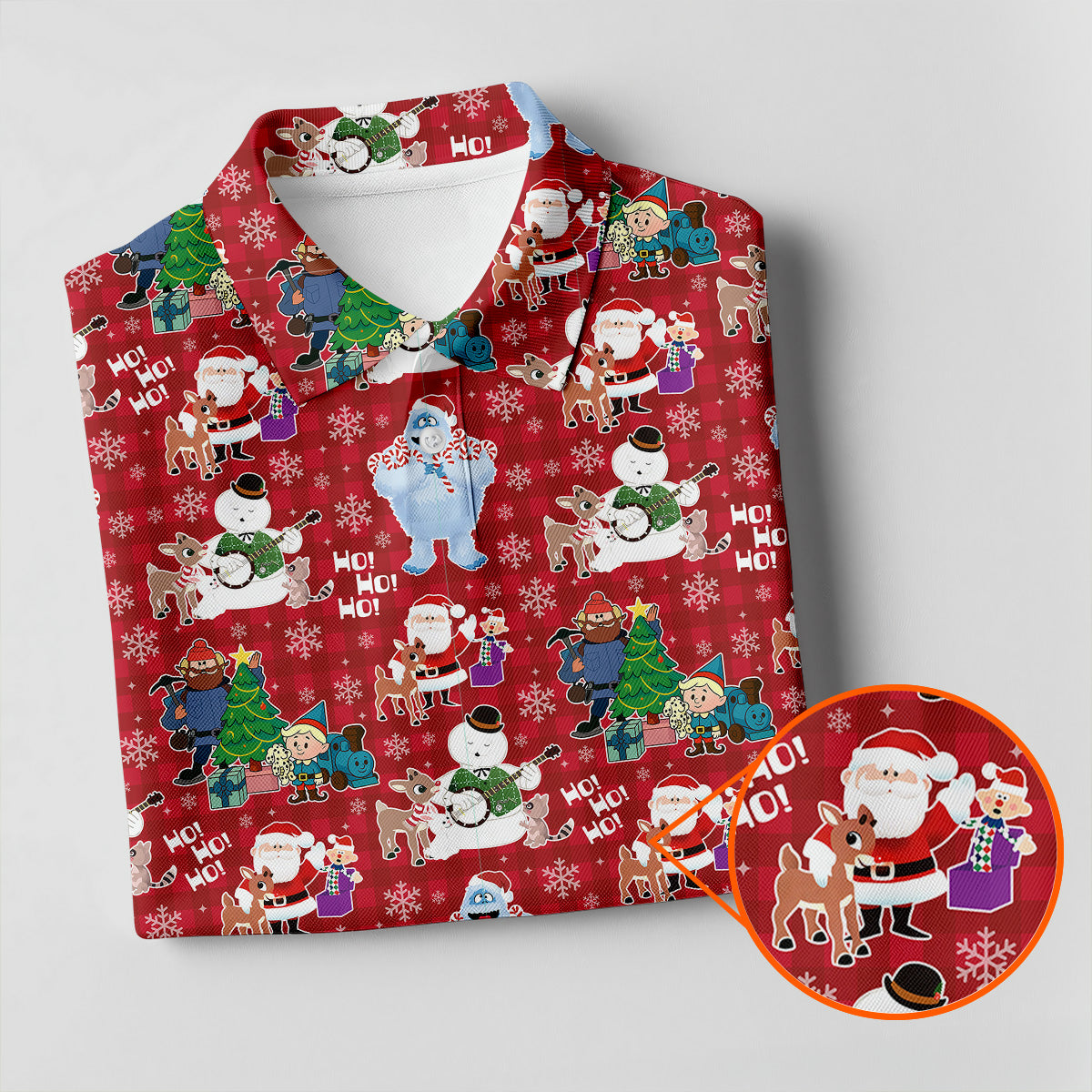 Ho Ho Ho Santa Snowman Men's Golf Polo Shirts, Christmas Golf Shirt, Polo Shirts For Men