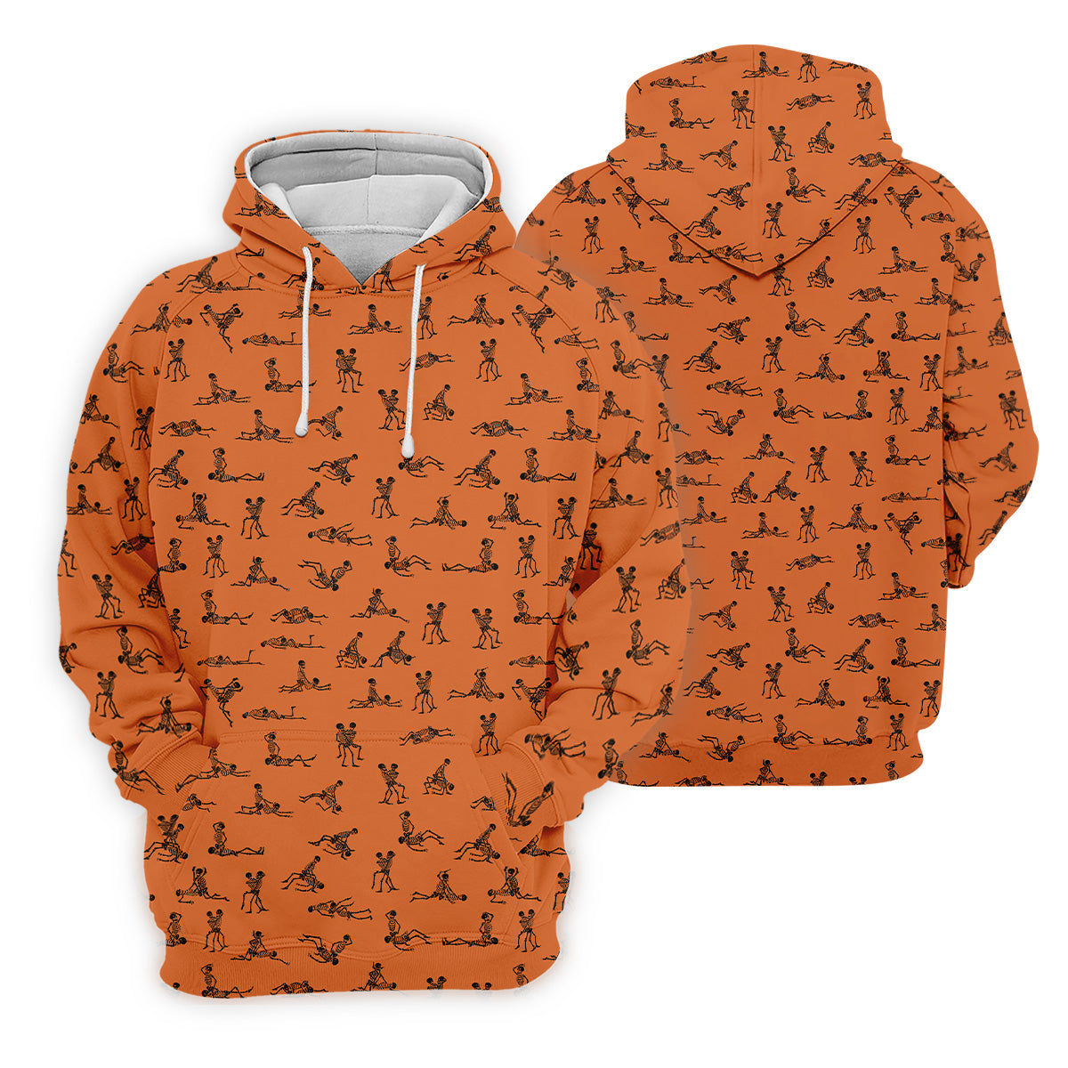 Orange And White Funny Skeleton Golf Shirt, Halloween Gift Idea, Fun Golf Shirts For Men, Polo For Men