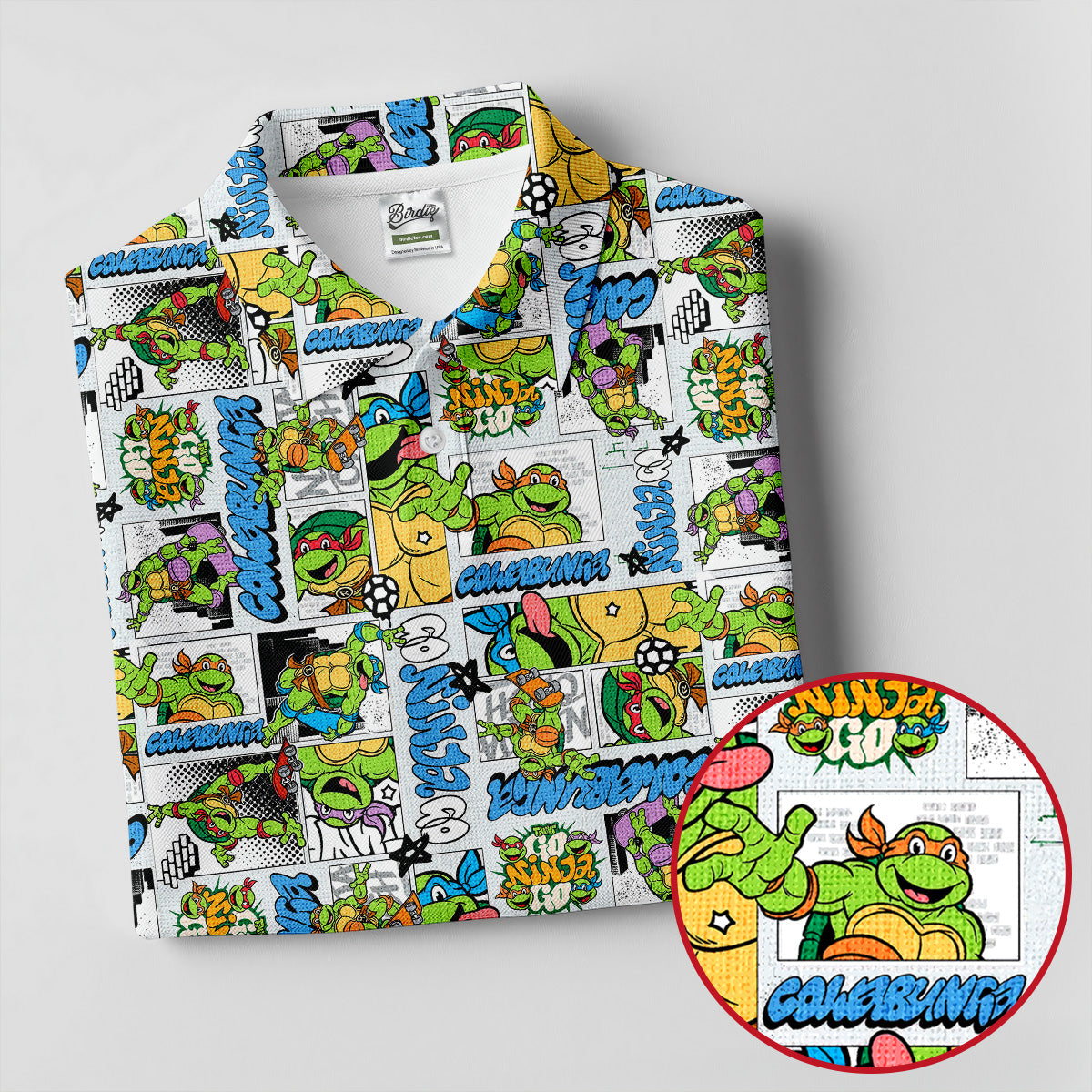 Funny Ninja Turtle Comic Hawaiian Golf Shirt, Ladies Golf Shirts, Golf Tops For Women