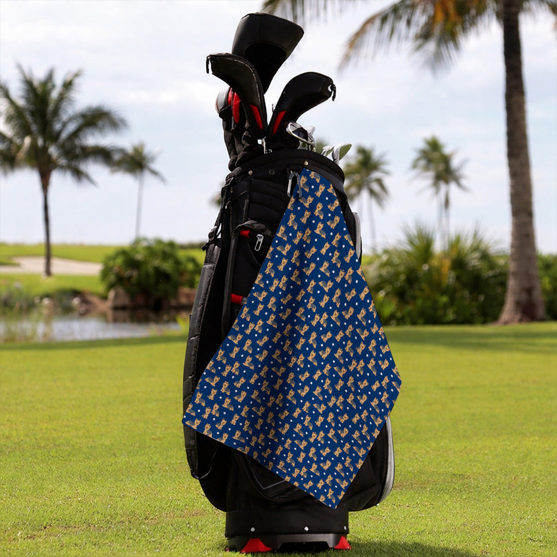 Yorkshire Terrier Golf Towel, Cute Yorkie Pattern Golf Towels, Dog Lover Golf Gift