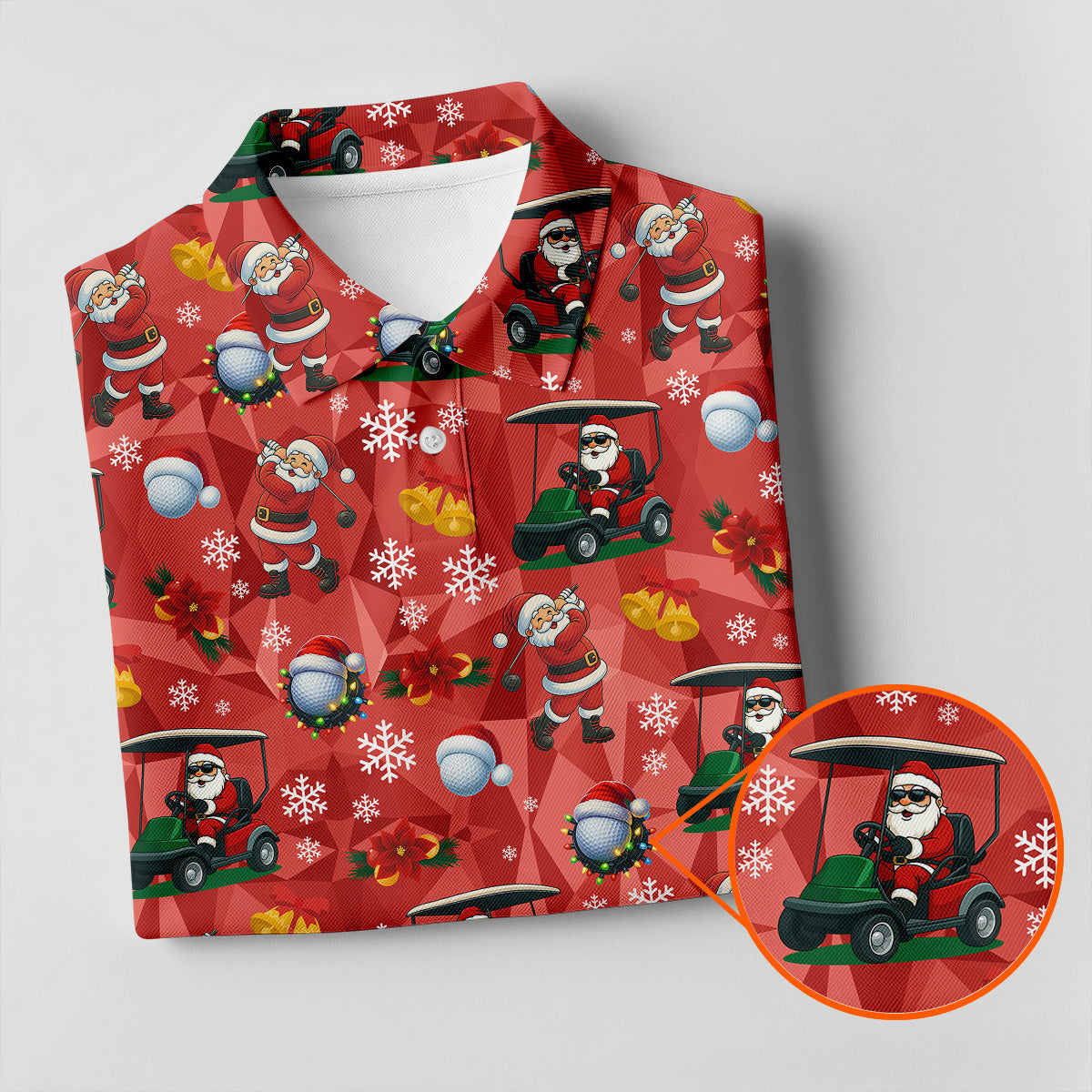 Santa Christmas Red Golf Shirt, Fun Golf Shirts For Men, Christmas Golf Shirt, Golf Shirts For Men