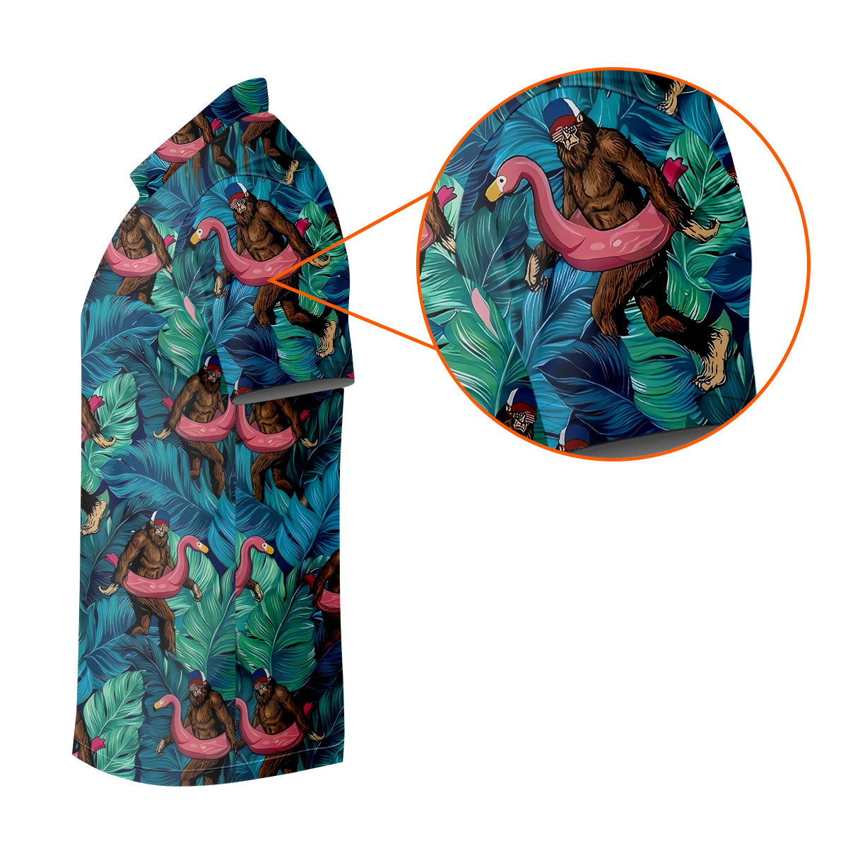 Bigfoot Flamingo Float Tropical Golf Polo Shirt, Hawaiian Golf Shirt, Mens Golf Polo
