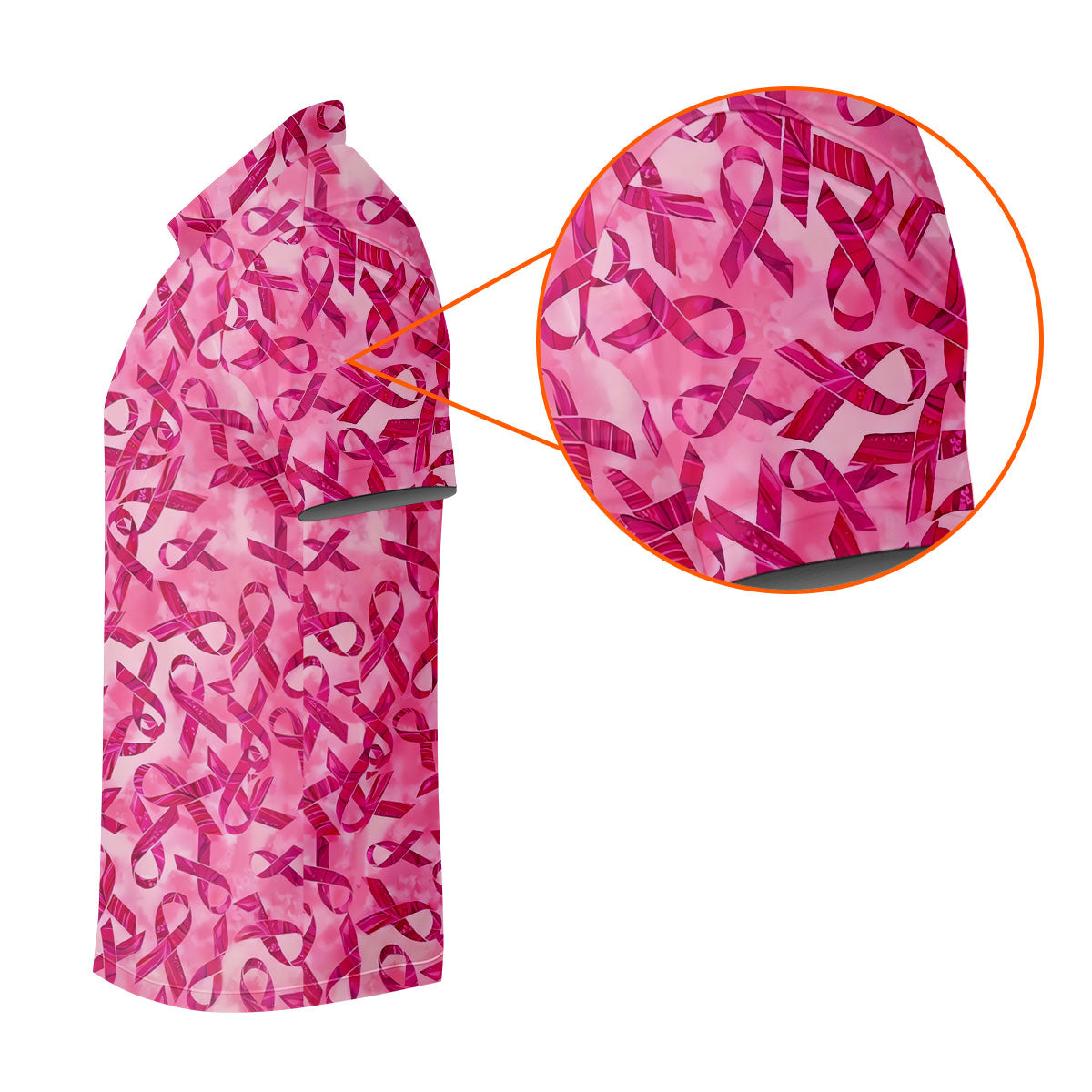 Pink Ribbon Breast Cancer Pattern Polo Shirt, Ladies Golf Shirt, Golf Tops For Women