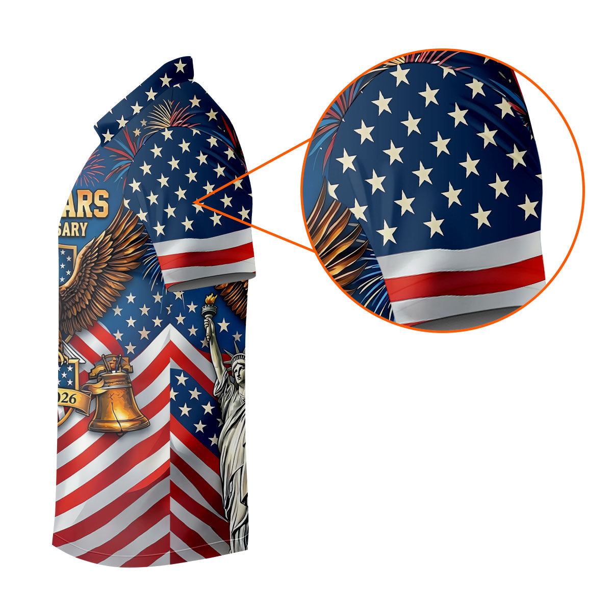 USA 250 Years Stars And Stripes Bald Eagle Golf Shirt, Patriotic 4th Of July Golf Shirts For Men