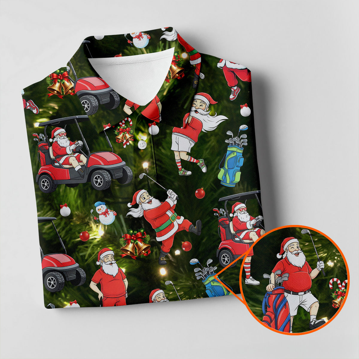Funny Santa Claus Golf Pose Golf Tops For Men, Polo Shirts For Men, Christmas Golf Shirt, Mens Golf Gift