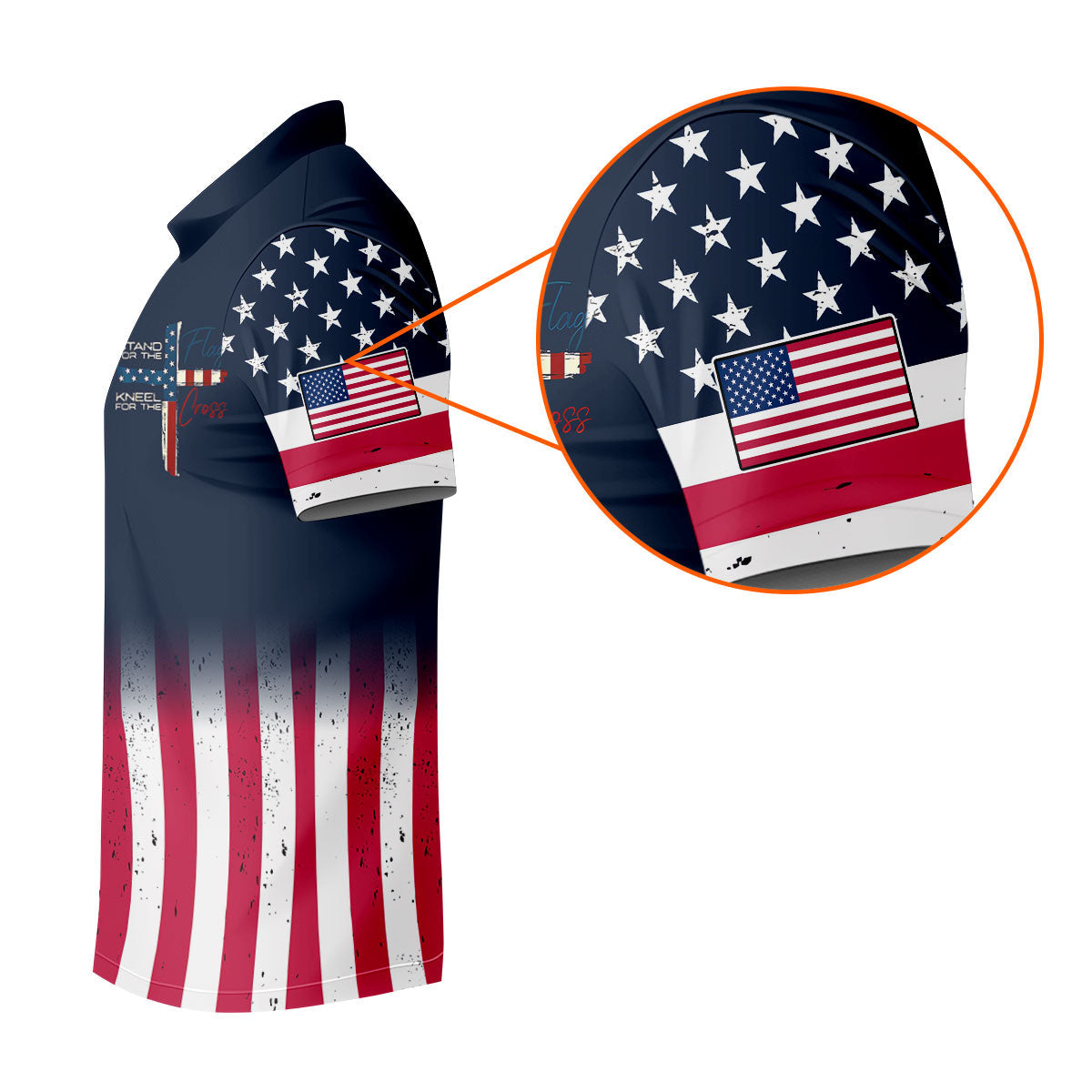 Stand For The Flag Kneel For The Cross Patriotic Golf Shirt, 250 Years 4th Of July Golf Shirts For Men