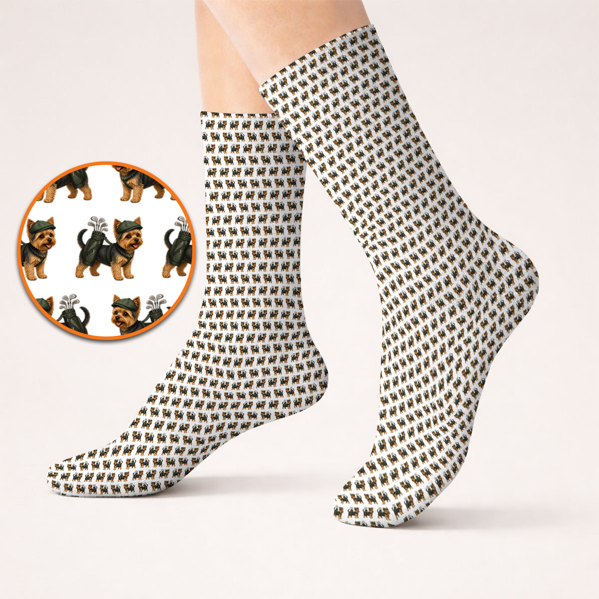 Yorkie Golf Pattern Golf Socks, Yorkshire Terrier Golf Sock, Golf Gift For Golfer