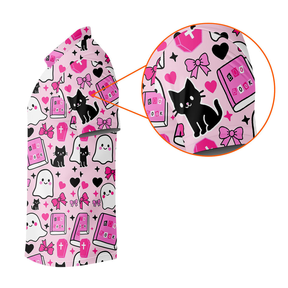 Halloween Boo And Cat Coquette Pink Golf Tops For Men, Fun Golf Shirts For Men, Polo ShirtFor Men
