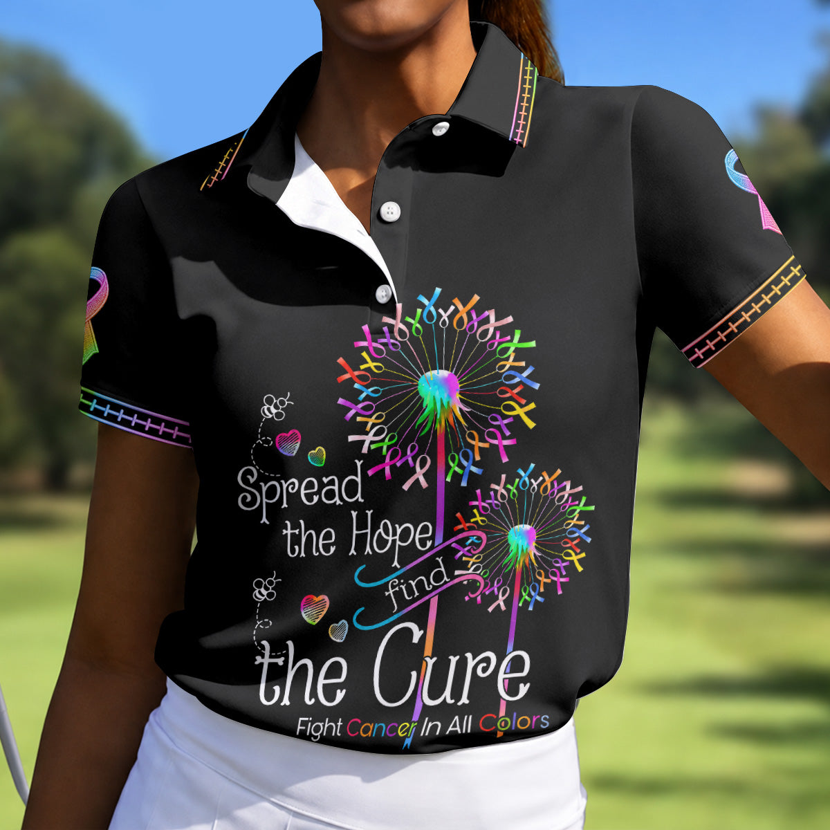 Spread The Hope Find The Cure Breast Cancer Awareness Golf Polo Shirt, Golf Shirts For Women