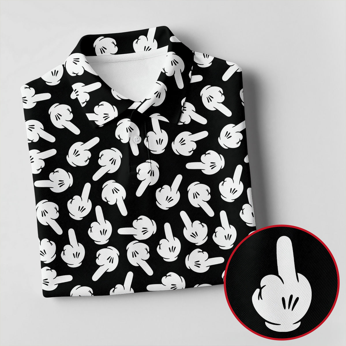 Funny Middle Finger Hand Golf Polo Shirt, Printed Golf Shirts, Golf Polo Shirts For Men